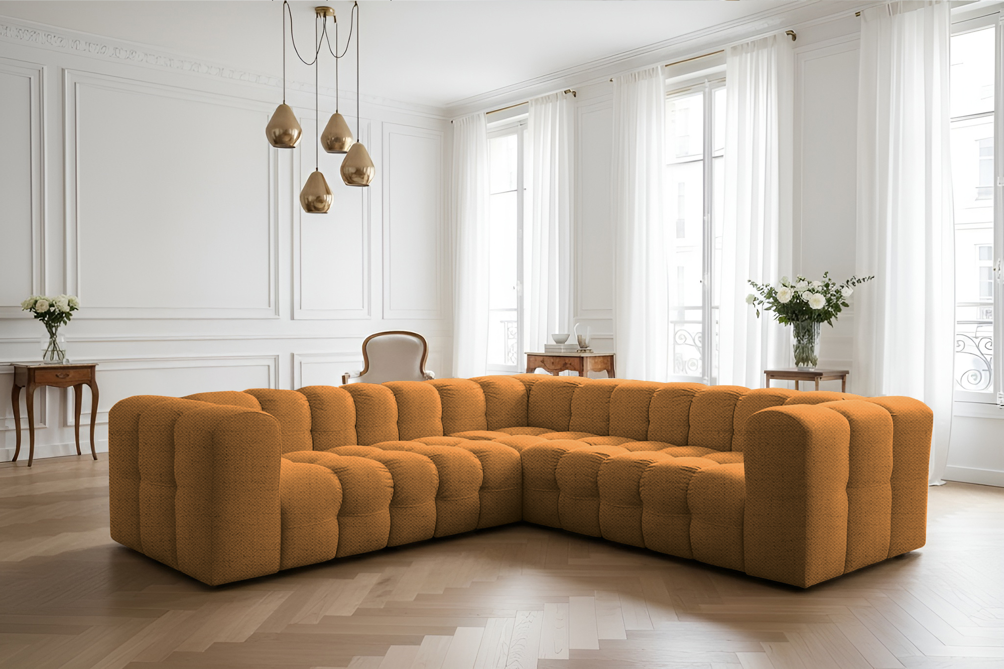 Baloo Corner Ecksofa 270x270 cm Stoff Moly Orange